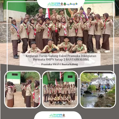 Kegiatan Turun Galang Ekstrakurikuler Pramuka SMAN 1 Bantarkalong pada Kegiatan PERMATA SMPN Satap Bantarkalong